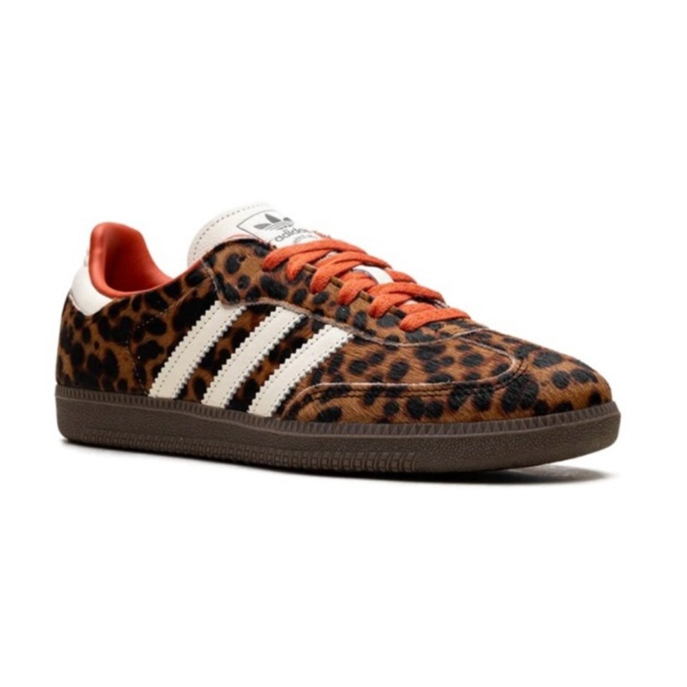 Adidas Leopard Print Sneakers with Red